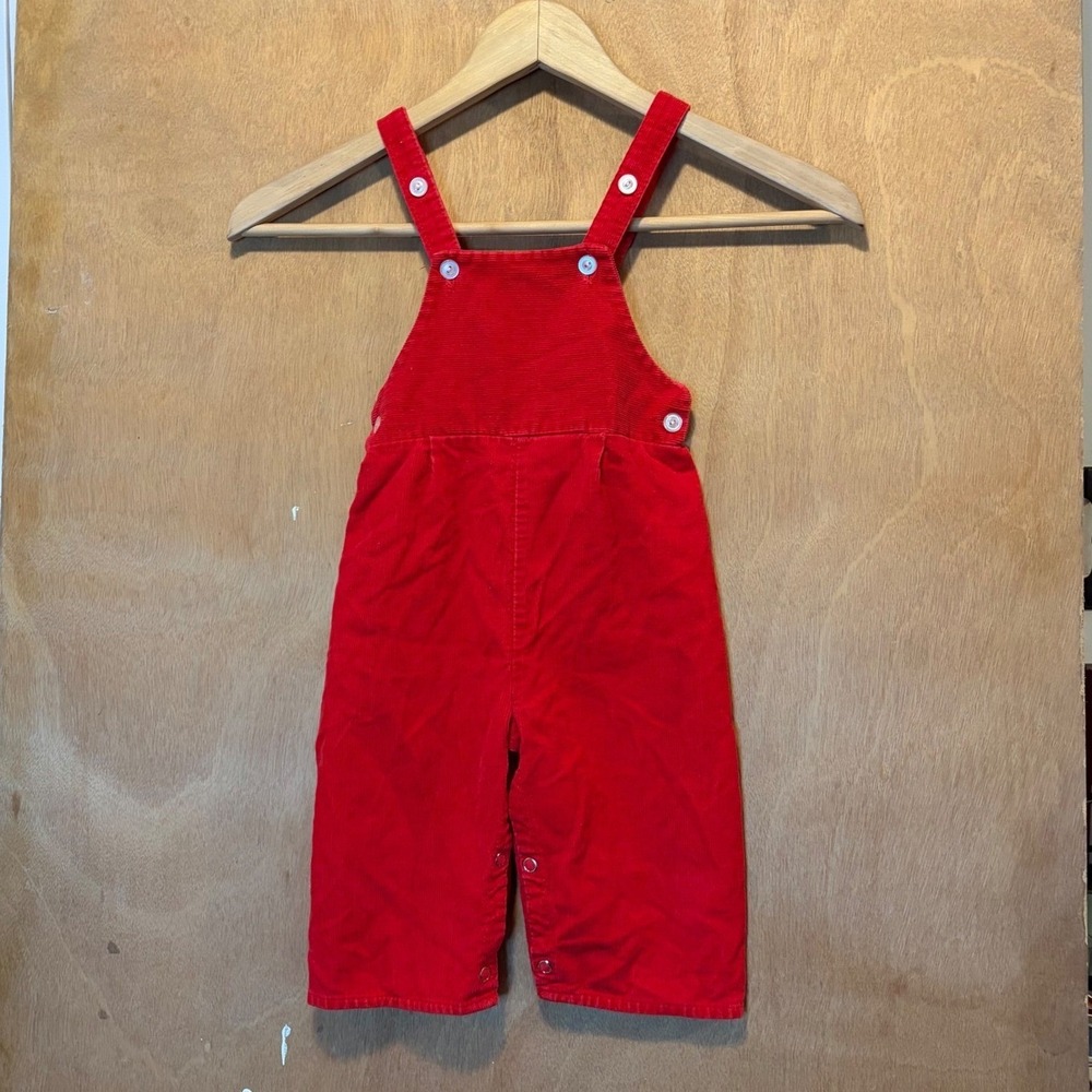 JCPenney Toddletime Overalls Toddler 18 MO Red Corduroy Vintage Holiday Photos